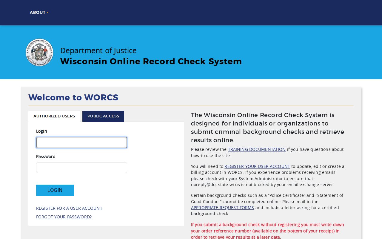 Burnett County criminal history WORCS record check