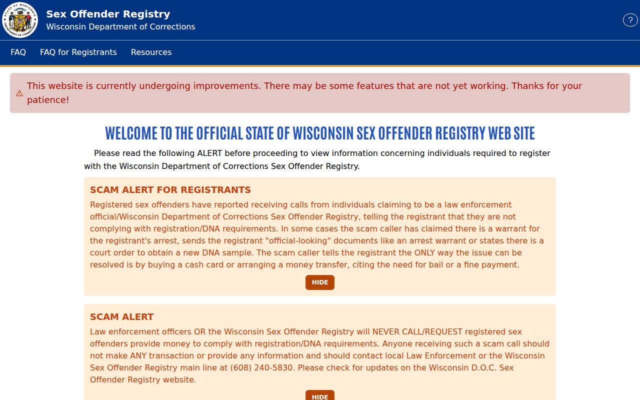 Burnett County sex offender search on the Wisconsin DOC registry